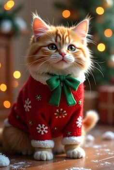 a cat wearing a sweater
